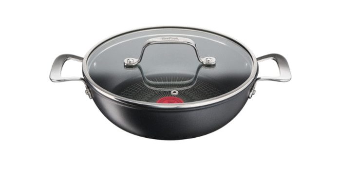 Тиган с дръжки и капак Tefal G2557172, Unlimited Shallowpan 26