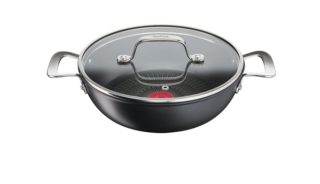 Тиган с дръжки и капак Tefal G2557172, Unlimited Shallowpan 26