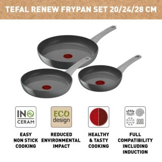 Комплект тигани Tefal C4279132 SET 3FP CER RENEW ON HIPPO IRON