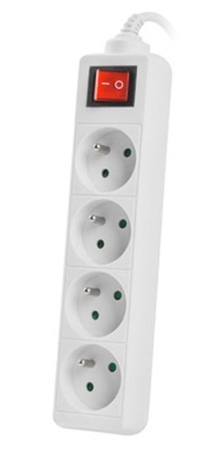 Разклонител Lanberg power strip 1.5m, 4 sockets, white