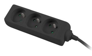 Разклонител Lanberg power strip 3m, 3 sockets, french quality-grade copper cable, black