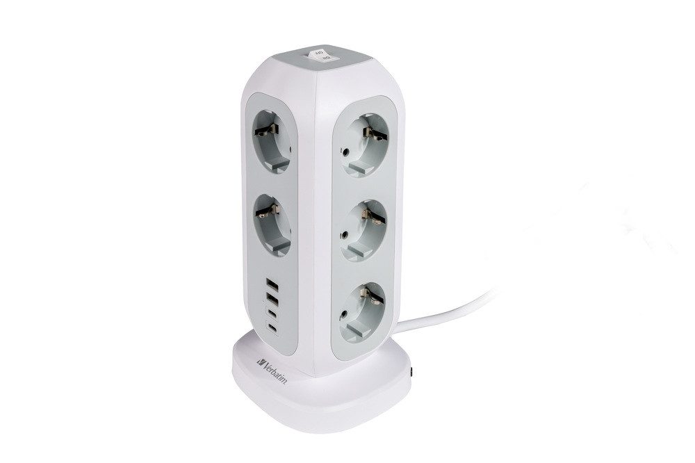 Разклонител Verbatim EUPT-01 EU Power Tower 11 AC with 2 x USB-C / 2 x USB-A