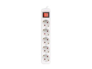 Разклонител Lanberg power strip 3m 5x Schuko outlets with circuit breaker quality-grade copper cable, white