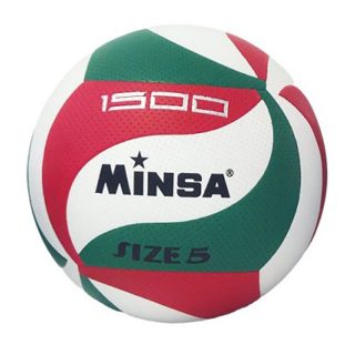 Волейболна топка, кожа, лепена Minsa 0046 зелен/червен