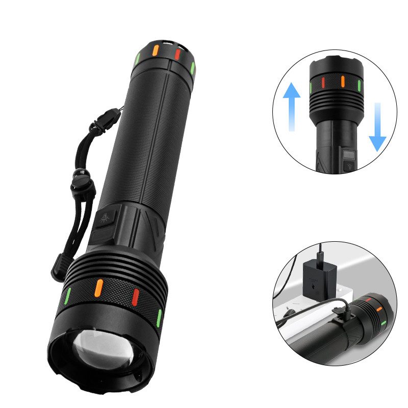 Акумулаторен LED фенер JMK-621, батерия 26650, USB-C и 3 режима, LED дисплей