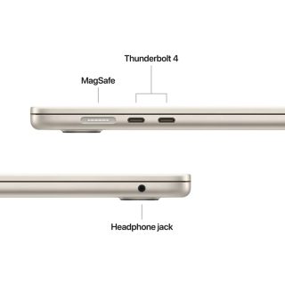 Apple MacBook Air 15.3: Apple M5 чип с 10-ядрен CPU и 10-ядрен GPU, 16GB, 1TB SSD - Starlight