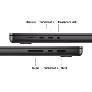 Apple 16-инчов MacBook Pro: Apple M5 Pro чип с 18-ядрен CPU и 20-ядрен GPU, 48GB, 1TB SSD - Space Black