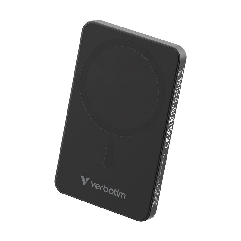 Verbatim Charge 'n' Go Essentials Power Bank Magnetic Wireless 5000mAh Black