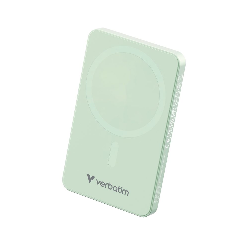 Verbatim Charge 'n' Go Essentials Power Bank Magnetic Wireless 5000mAh Green
