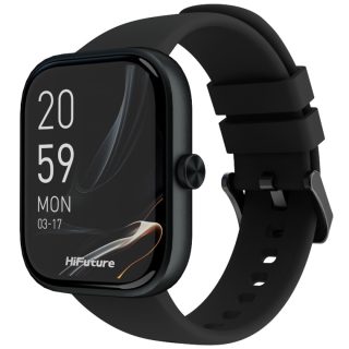 Смарт часовник HiFuture Lume Black, 1.85" IPS, двуядрен процесор, авиационен ултралек алуминиев корпус, Bluetooth обаждания, 3D потребителски интерфейс, водоустойчивост 1ATM, 24/7 сензор за пулс и кислород в кръвта, 100+ спортни режима, до 7 дни употреба