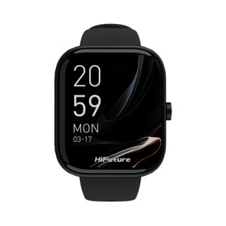 Смарт часовник HiFuture Lume Black, 1.85" IPS, двуядрен процесор, авиационен ултралек алуминиев корпус, Bluetooth обаждания, 3D потребителски интерфейс, водоустойчивост 1ATM, 24/7 сензор за пулс и кислород в кръвта, 100+ спортни режима, до 7 дни употреба