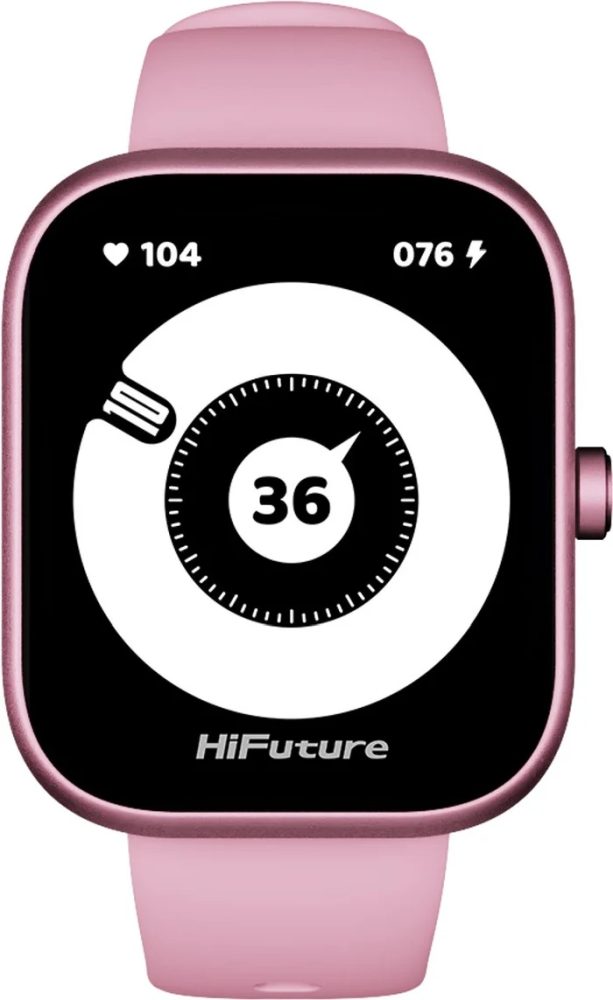 Смарт часовник HiFuture Lume Pro Pink, 1.85" AMOLED, Always on Display, двуядрен процесор, ултралек авиационен алуминиев корпус, Bluetooth разговори, 3D интерфейс, водоустойчивост 1ATM, 24/7 сензор за пулс и кислород в кръвта, 100+ спортни режима, до 7 дни батерия