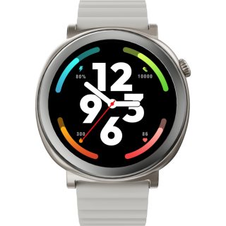 Смарт часовник HiFuture Aurora Silver, 1.43" AMOLED, 466*466, Dual Core & Syntra AI, Bluetooth разговори, IP68 водоустойчив, 24/7 сензор за пулс и кръвен кислород, до 10 дни употреба, магнитна каишка