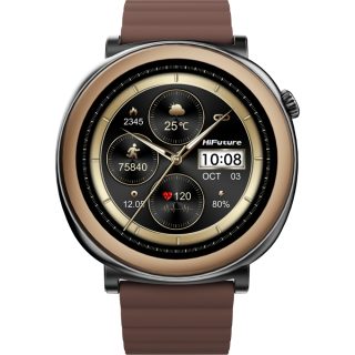 Смарт часовник HiFuture Aurora Brown, 1.43" AMOLED, 466*466, Dual Core & Syntra AI, Bluetooth Call, IP68 водоустойчив, 24/7 сензор за пулс и кислород в кръвта, до 10 дни батерия, магнитна каишка