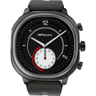 Смарт часовник HiFuture AIX Lite Black, 1.43" AMOLED, 466*466, Dual Core & Syntra AI, Bluetooth Call, 1ATM водоустойчив, сензор за здраве от шесто поколение, до 10 дни батерия, допълнителна платнена каишка
