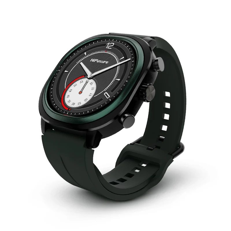 Смарт часовник HiFuture AIX Lite Green, 1.43" AMOLED, 466*466, Dual Core & Syntra AI, Bluetooth разговори, 1ATM водоустойчив, сензор за здраве от шесто поколение, до 10 дни батерия, допълнителна платнена каишка