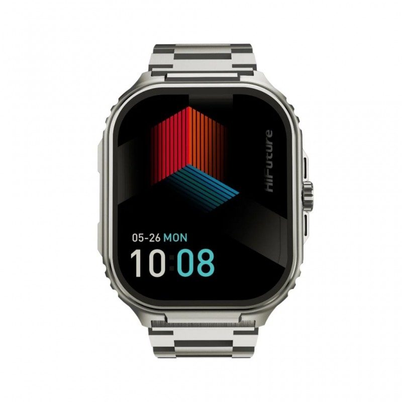 Смарт часовник HiFuture Ultra 3 Pro Silver, 2.04" IPS, 368x448, Bluetooth Call, IP68 Waterproof, 24/7 True Heart Rate & Blood Oxygen Sensor, до 7 дни ежедневна употреба, 100+ спортни режима