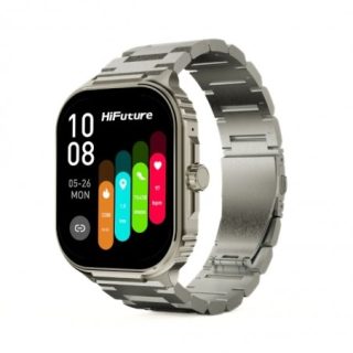 Смарт часовник HiFuture Ultra 3 Pro Silver, 2.04" IPS, 368x448, Bluetooth Call, IP68 Waterproof, 24/7 True Heart Rate & Blood Oxygen Sensor, до 7 дни ежедневна употреба, 100+ спортни режима