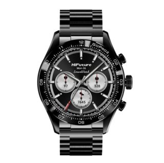 HiFuture Go pro 2 Black смарт часовник, 1.32" AMOLED, 466*466, Dual Core & Syntra AI, Bluetooth разговори, 1ATM водоустойчив, сензор за здраве от шесто поколение, неръждаема стомана, до 10 дни употреба