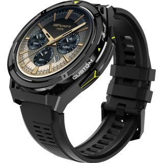 Смарт часовник HiFuture Active Black Yellow, 1.43" AMOLED, двубандов GPS, Bluetooth разговори, водоустойчивост 5ATM