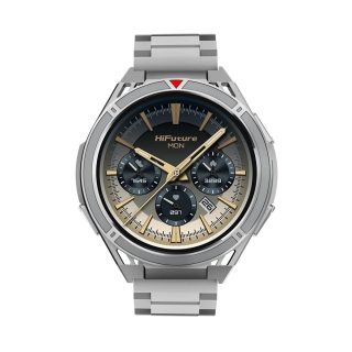 Смарт часовник HiFuture Active Silver, 1.43" AMOLED, двубандов GPS + компас + алтиметър 466x466, захранван от Dual Core и Syntra AI, Bluetooth разговори, 5ATM водоустойчивост, 24/7 истински сензор за сърдечен ритъм и кислород в кръвта, до 10 дни ежедневна употреба