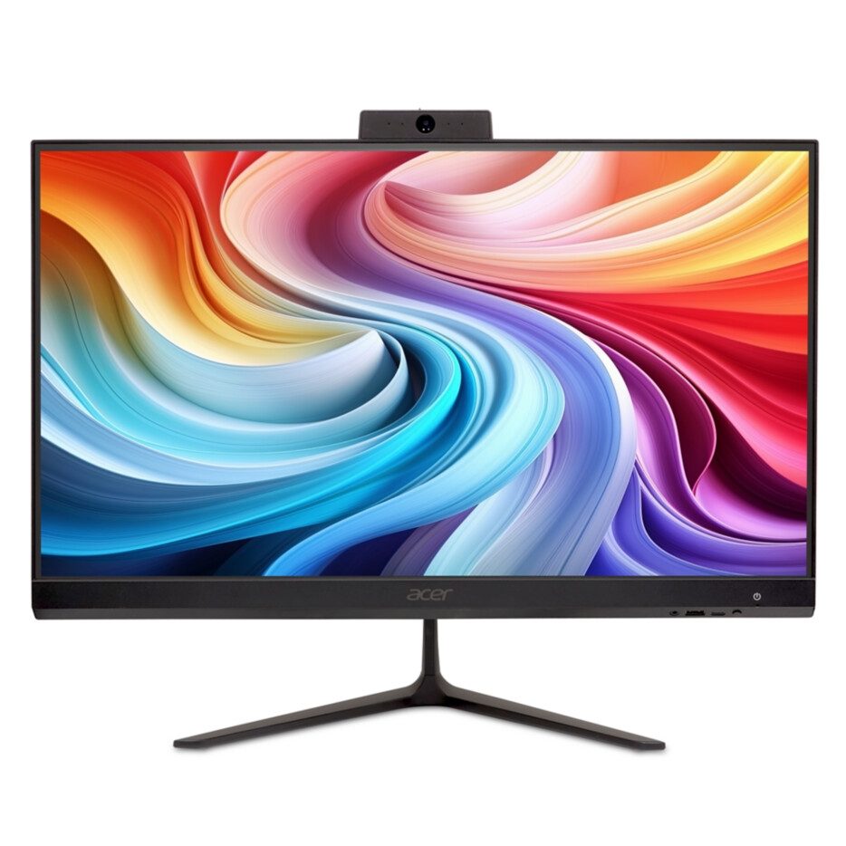 Настолен компютър - всичко в едно Acer Aspire C24-B, 23.8" FHD IPS AiO 120Hz, AMD Ryzen 5 7430U (до 4.30GHz, 19MB), 16GB DDR4 (1 свободен слот), 512GB SSD, без DVD, AMD Radeon Graphics, HDMI, USB 3.2, USB 2.0, Type-C, RJ-45, WiFi 6, BT 5.0, KBD & Mouse USB, Glan, Tilt, Cam+mic, без OS, черен