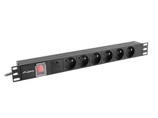 Lanberg разклонител (PDU) 19" 1U 16A 6x френски контакти 2м черен