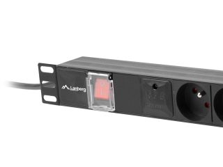 Lanberg разклонител (PDU) 19" 1U 16A 6x френски контакти 2м черен