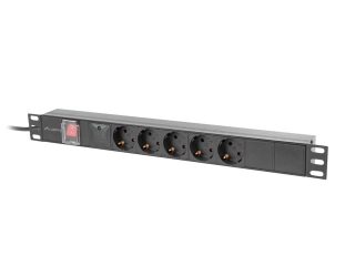 Lanberg разклонител (PDU) 19" 1U 16A 2m 5x Schuko контакти черен