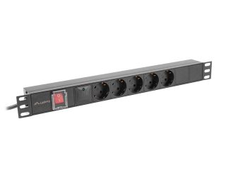 Lanberg разклонител (PDU) 19" 1U 16A 2m 5x Schuko контакти черен