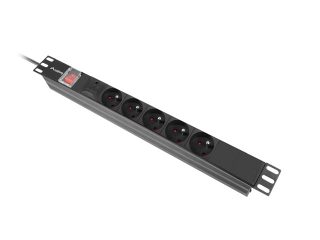 Lanberg разклонител (PDU) 19" 1U 16A 2m 5x френски контакти черен
