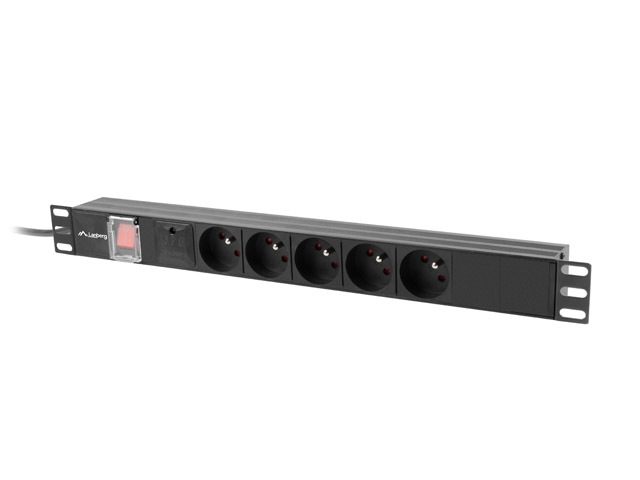 Lanberg разклонител (PDU) 19" 1U 16A 2m 5x френски контакти черен
