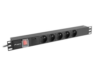 Lanberg разклонител (PDU) 19" 1U 16A 2m 5x френски контакти черен