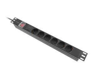 Lanberg разклонител (PDU) 19" 1U 16A 2m 6x гнезда Schuko черен
