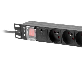 Lanberg разклонител (PDU) 19" 1U 16A 2m 8x френски контакти черен