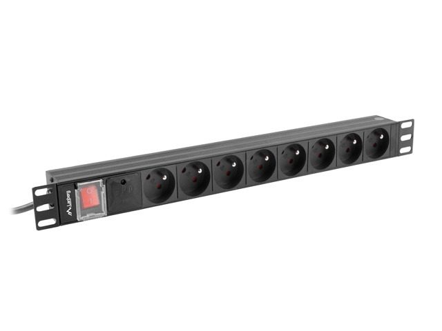 Lanberg разклонител (PDU) 19" 1U 16A 2m 8x френски контакти черен