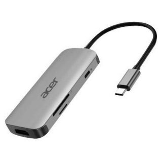 Acer 7in1 Type C донгъл: 1 x HDMI, 3 x USB3.2, 1 x SD/TF, 1 x PD, до 5Gbps скорост на предаване на данни