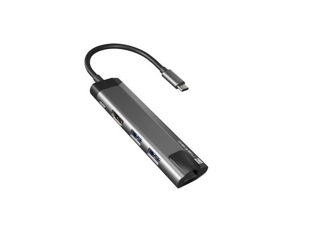 Natec Fowler Go Multiport Adapter 5 in 1, 2xUSB 3.0 HUB, HDMI 4K, USB-C PD, RJ45
