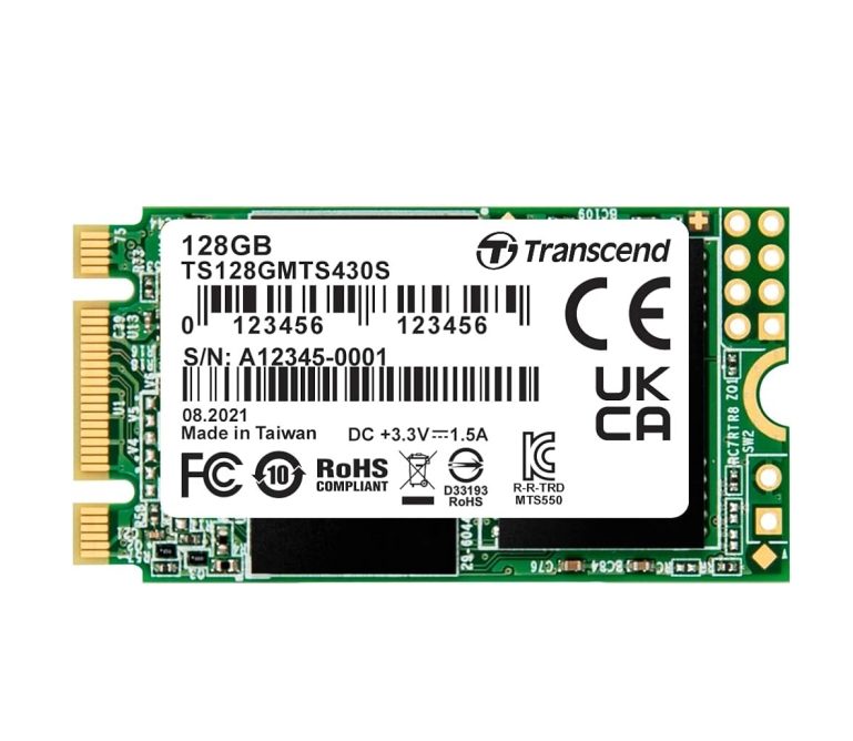 Transcend 128GB M.2 2242 SSD, SATA3 B+M Key, TLC
