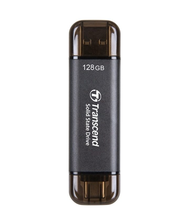Transcend 128GB външен SSD ESD310C, USB 10Gbps, Type C/A, черен