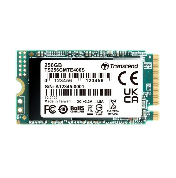 Transcend 256GB, M.2 2242, PCIe Gen3x4, NVMe, 3D TLC, DRAM-less