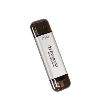 Transcend 512GB, външен SSD, ESD310S, USB 10Gbps, Type C/A, сребрист