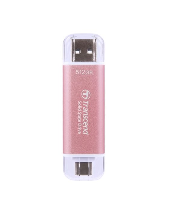 Transcend 512GB, USB External SSD, ESD310P, USB 10Gbps, Type C/A, Pink