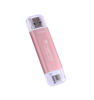 Transcend 512GB, USB External SSD, ESD310P, USB 10Gbps, Type C/A, Pink