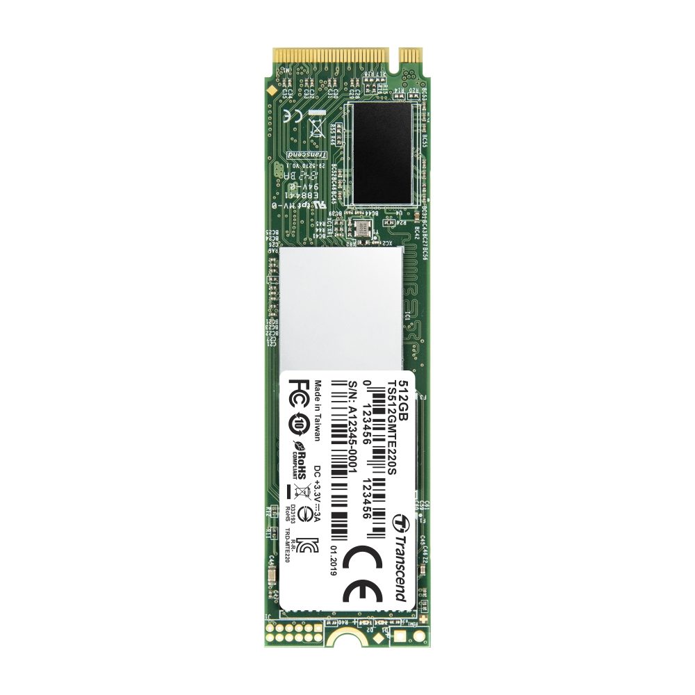 Transcend 512GB, M.2 2280, PCIe Gen3x4, M-Key, 3D TLC, с DRAM