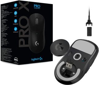 Logitech G Pro X Superlight Wireless Mouse, Lightspeed Wireless 1ms, HERO 25K DPI Sensor, 400 IPS, Onboard Memory, >63g, Black