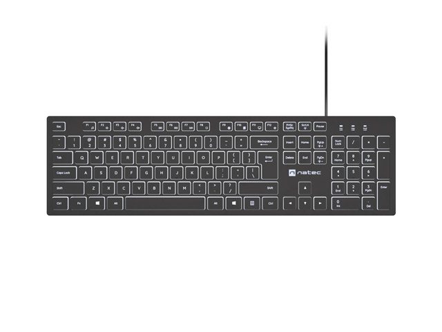 Natec Keyboard Herring Glow US, White Backlight