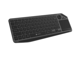 Клавиатура Natec Turbot 2, US, безжична, BT, 2.4GHz, X-Scissors с тъчпад за Smart TV, черно-сива