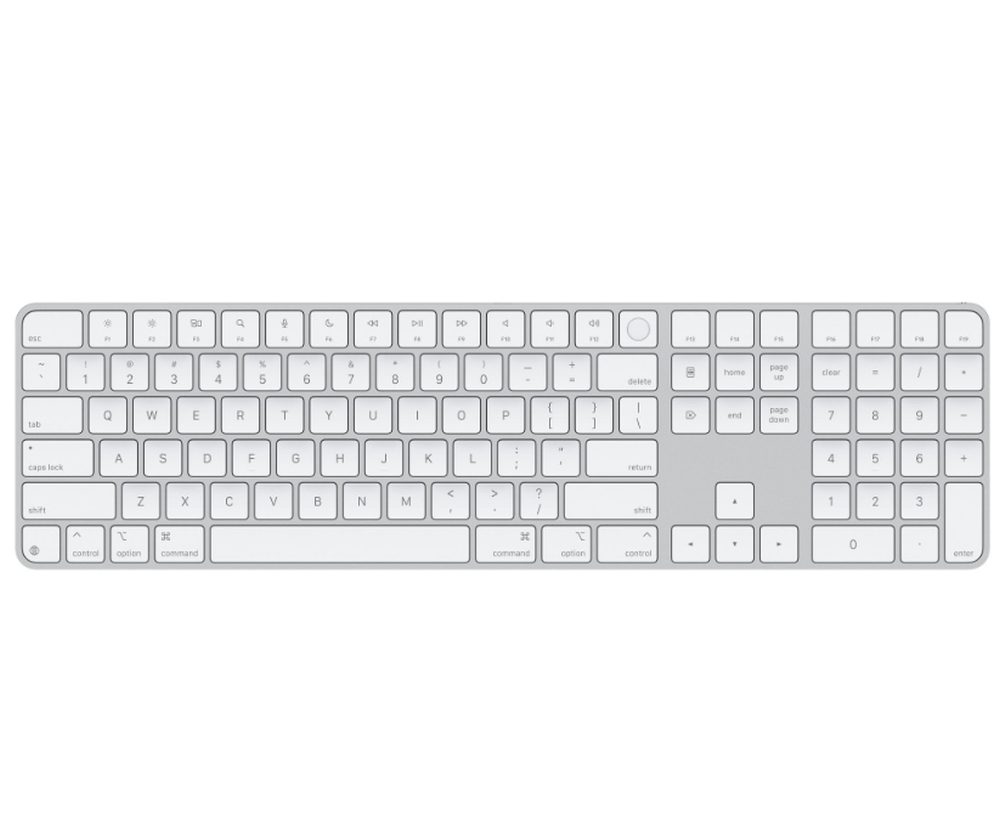 Apple Magic Keyboard (2024) с Touch ID и цифрова клавиатура - български - бели клавиши