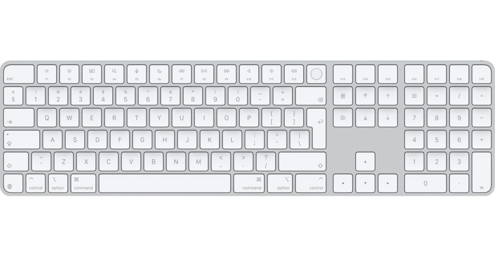Apple Magic Keyboard (2024) с Touch ID и цифрова клавиатура - International English - Бели клавиши
